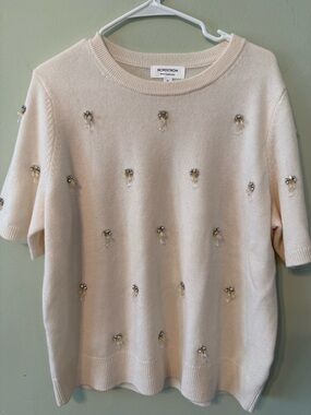 Nordstrom Cream Cashmere-Blend Ribbed Sweater